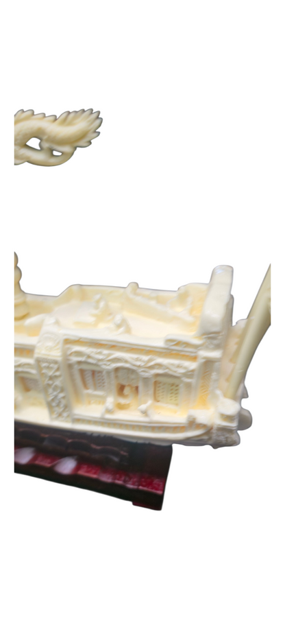 1821 - Chinese Faux Ivory Imperial Ship 13 x 9 inch  |H-16|
