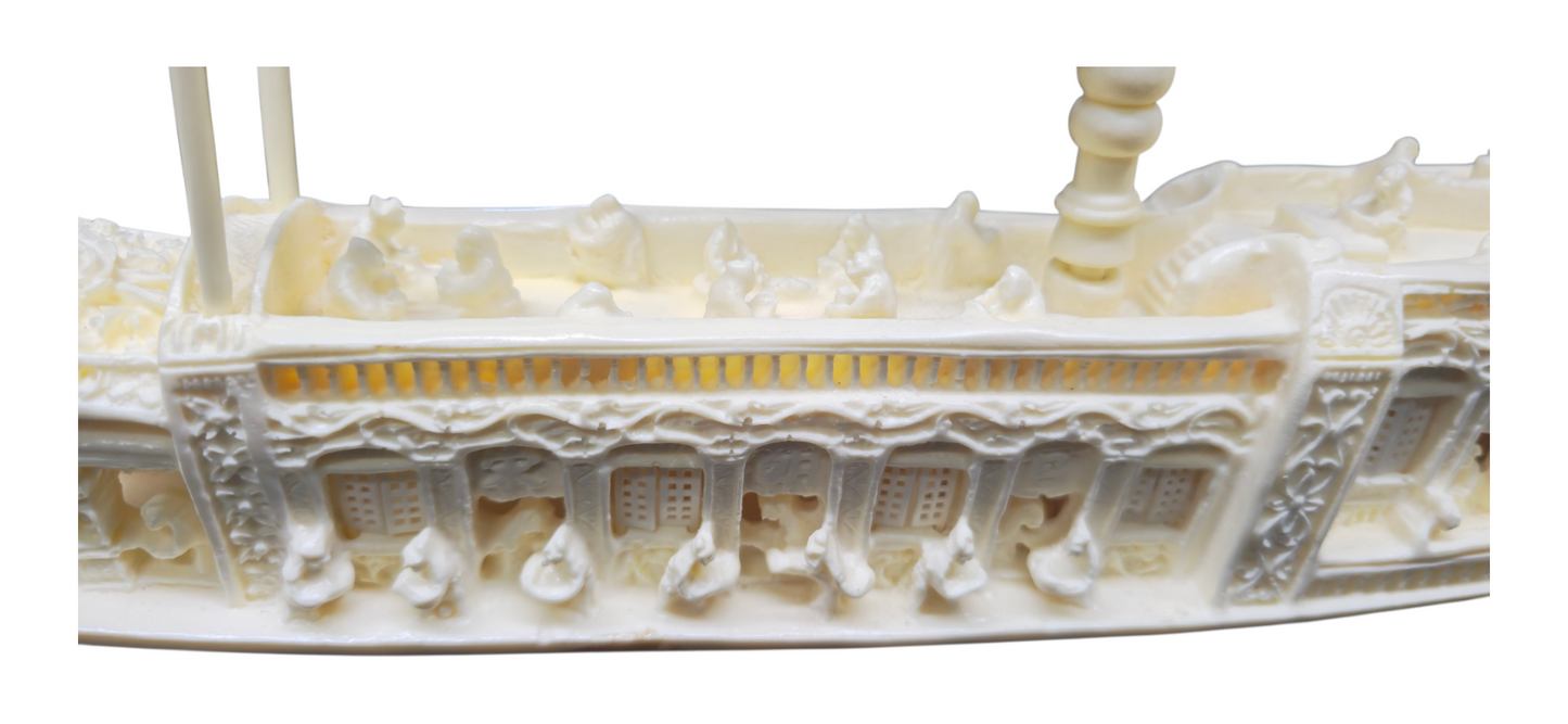 1821 - Chinese Faux Ivory Imperial Ship 13 x 9 inch  |H-16|