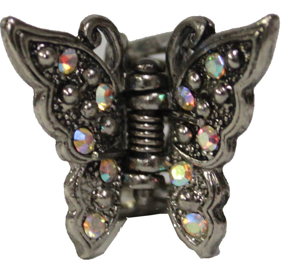 20345 - Silver/Crystal Butterfly Hair - [Clear-130]