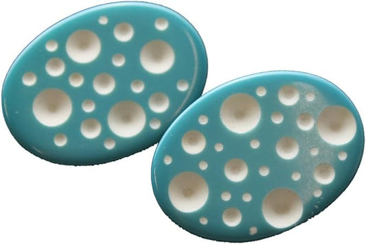 20403 - Blue/White Dots Clip Earrings - [Clear-134]