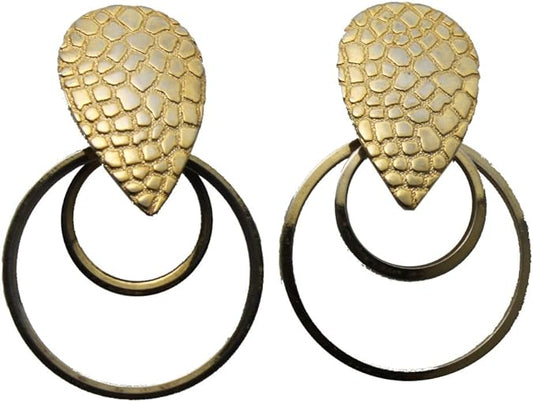 20405 - Gold Color Dangle Earrings - [Clear-140]