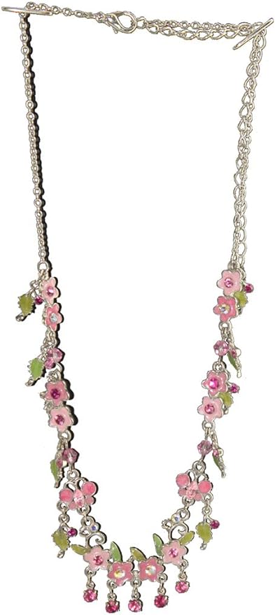 20408 - Pink Flower Choker - [Clear-117]