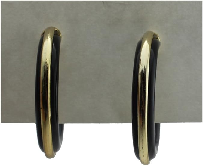 20409 - Black/Gold Hoop Earrings - [Clear-135]