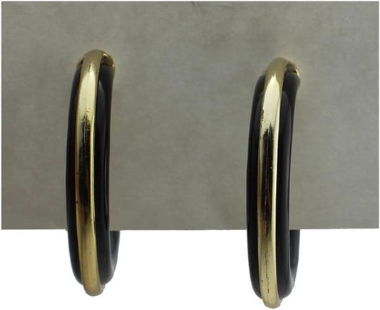 20409 - Black/Gold Hoop Earrings - [Clear-135]