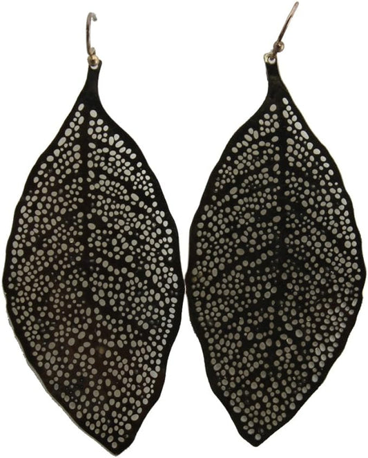 20412 - Leaf Dangle Earrings - [Clear-135]
