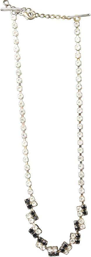 20458 - Black/Clear Color Crystals Choker - [Clear-94]