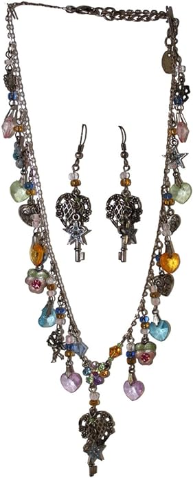 20459 - Necklace with Crystal Hearts and Earrings - [Clear-159]