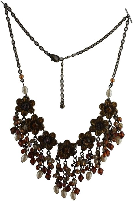 20460 - Amber Color Flower 16" Necklace - [Clear-138]