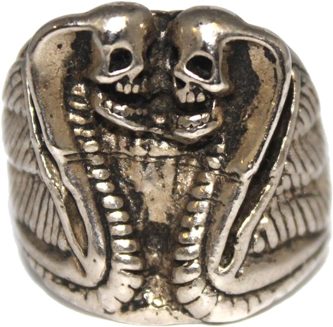 20596 - Cobra Silver Tone Skull Ring Size 10.5 - [Clear-135]