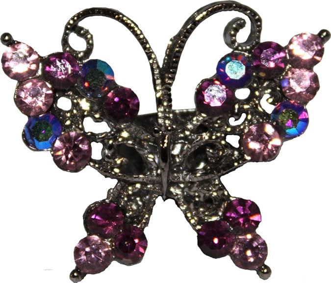 20598 - Purple Butterfly Adjustable Ring - [Clear-135]
