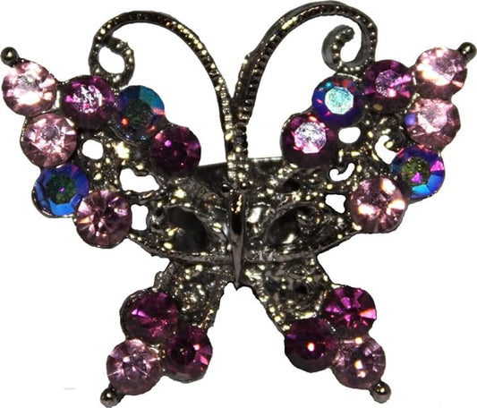 20598 - Purple Butterfly Adjustable Ring - [Clear-135]