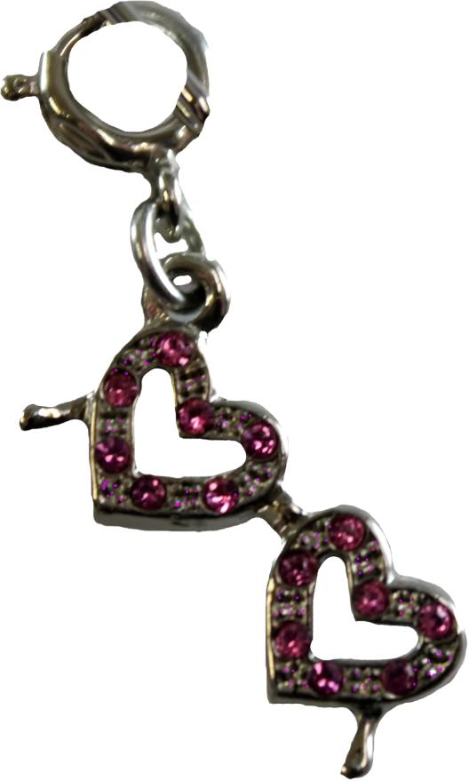 20679 - Double Hearts Pink Charm - [Clear-113]