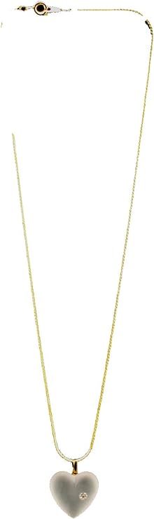 20697 - Frosted Heart Pendant Necklace - [Clear-15]