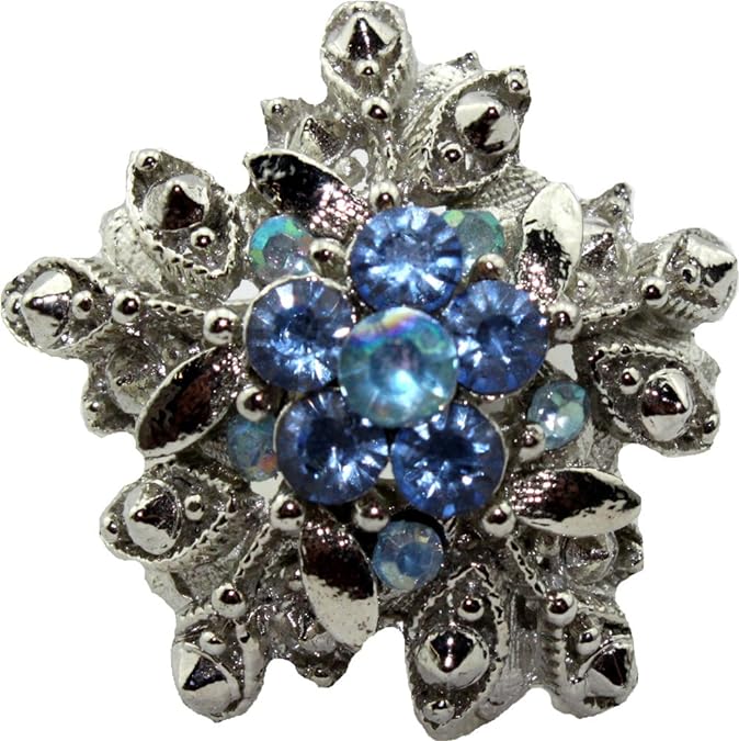 20699 - Blue Rhinestone Adjustable Ring - [Clear-222]