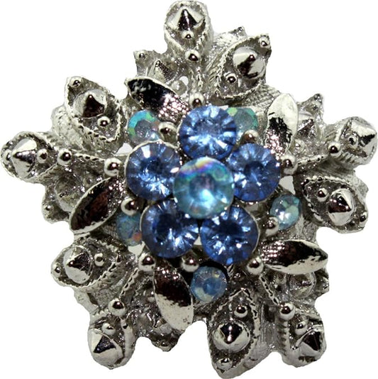20699 - Blue Rhinestone Adjustable Ring - [Clear-222]