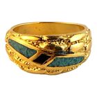 20714 - Golden Turquoise Ring with Turquoise Inlays for Women Jewelry Ring |Clear- 127|