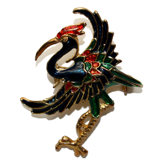 2072 - Colorful Crane Brooch - |Clear-70|