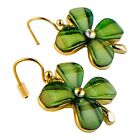 20748 - Stylish Green 4 Leaf Clover Earrings with Clear Hypoallergenic Design for Everyday Wear |107|