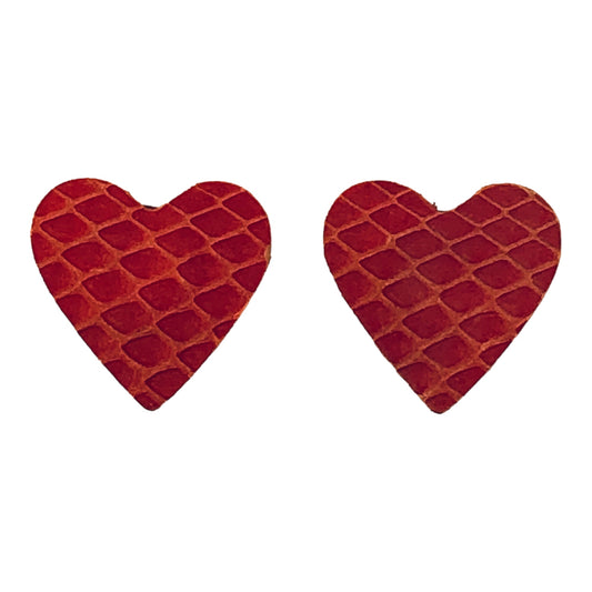 2074 - Pink Heart Snakeskin Earrings - |Clear-1|