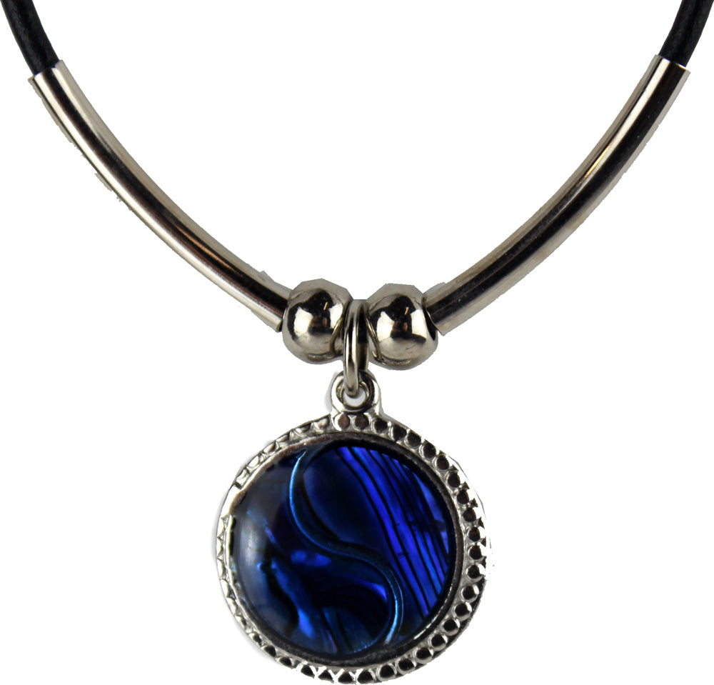 20825 - Blue Stone Yin Yang Necklace - |Clear-139|