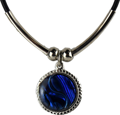 20825 - Blue Stone Yin Yang Necklace - |Clear-139|