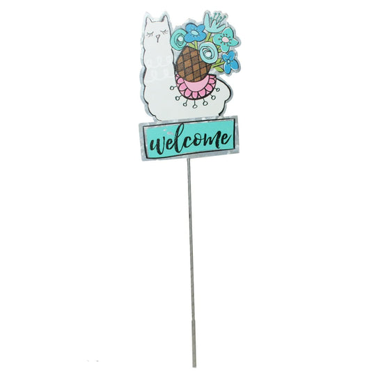2090 - Welcome Llama 16" Metal Garden Pick |Pod 1-23|