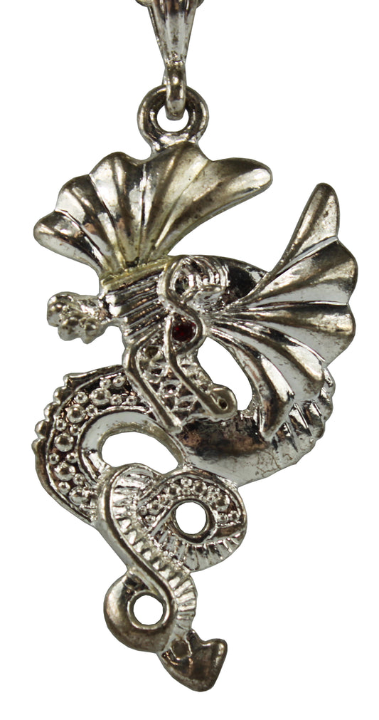 2119 - 19.5" Chain with 2.5" Silver Dragon Necklace - |Clear-26|