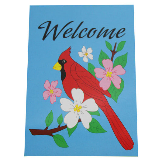 21330 - Welcome Garden Flag Cardinal 28x40 100% Polyester |1-28|