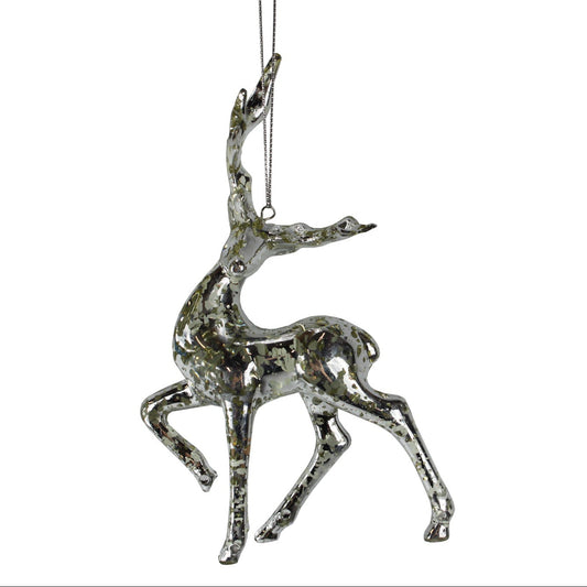 21394 - 6" Silver Reindeer Ornament - Set of Two |Pod 2-62|