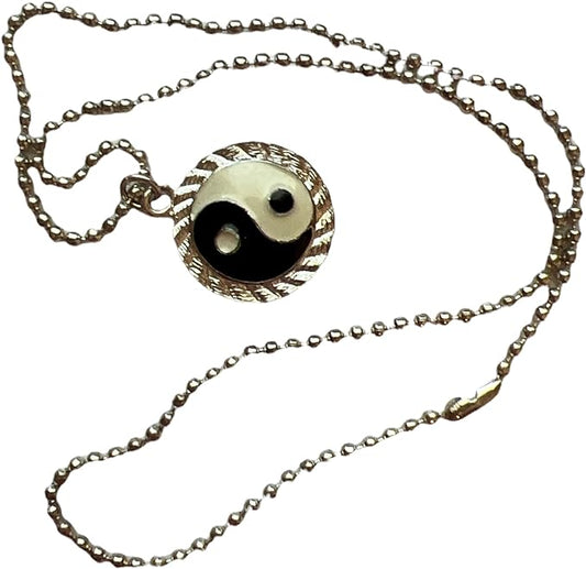 2141 - 17.5" Ball Chain 1" Diameter 3D Yin Yang Necklace - |Clear-180|