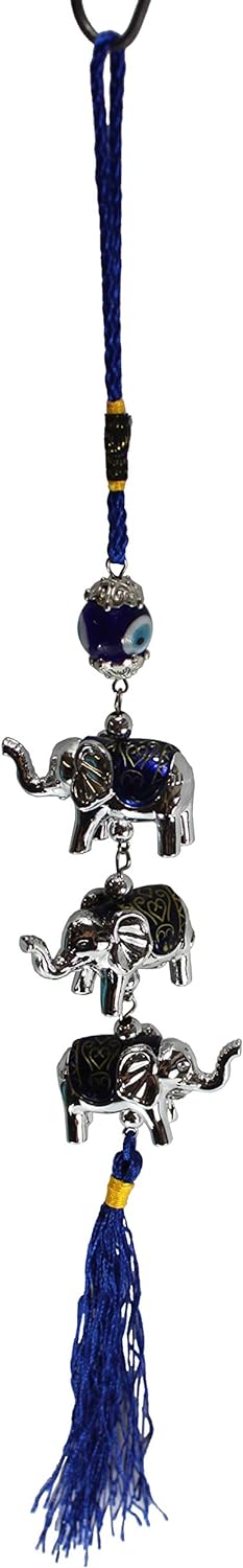 21439 - Blue Silver 3 Elephant Eye Charm - [P-7]