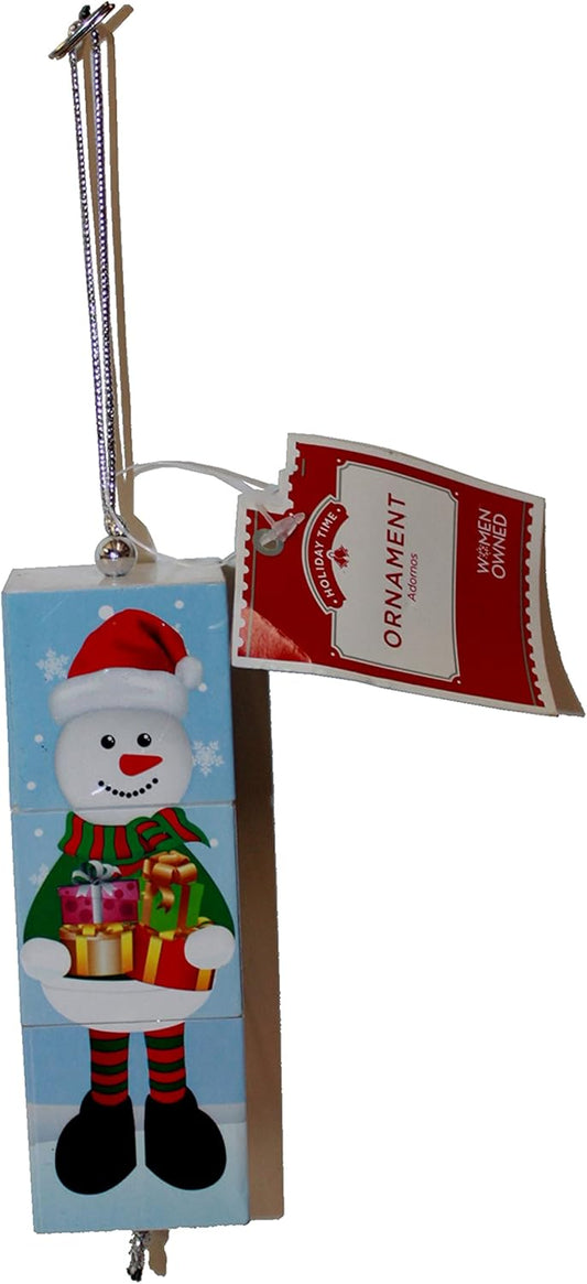 21572 - Set of Three Block Snowman Ornaments |Pod 2-62|