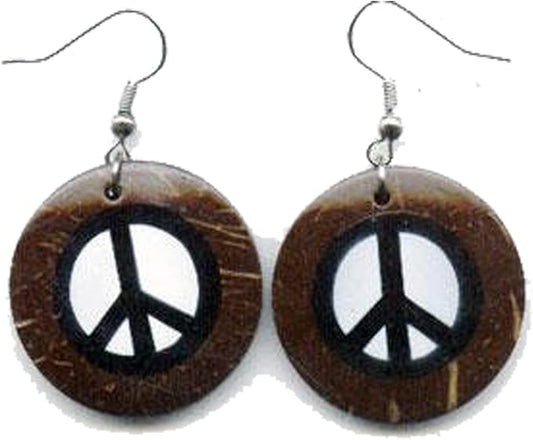 21596 - Coconut Peace Sign Earrings |Clear-156|