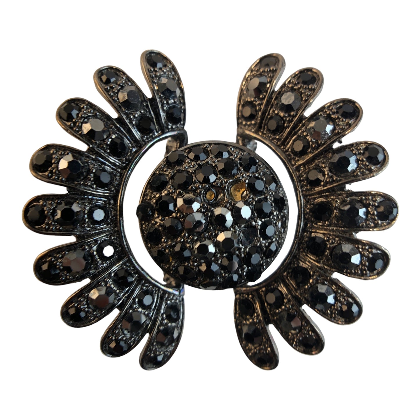 21743 - Black Rhinestone Flower Clip - |Clear-227|