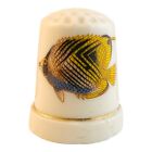 22214 - Handcrafted Porcelain Thimble with Vibrant Yellow Fish Design |Clear-107|