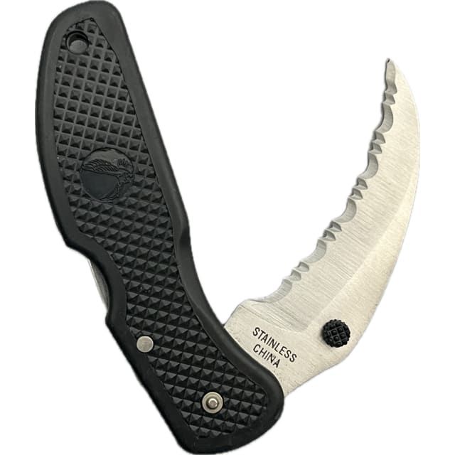 2233 - 2.5" Serrated Scythe Blade Folding Knife (#7002) - |110|
