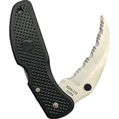 2233 - 2.5" Serrated Scythe Blade Folding Knife (#7002) - |110|