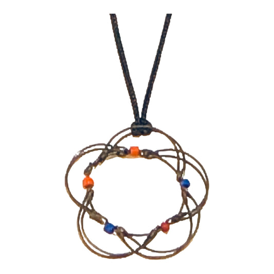 22433 - Wire Puzzle Flower Necklace - [Clear-56]