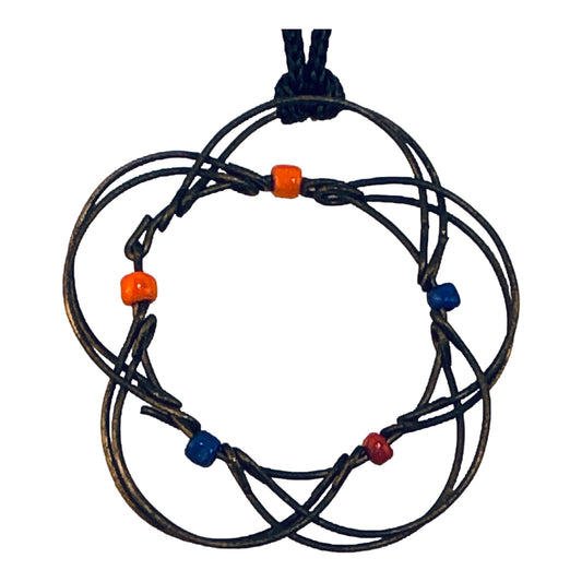 22433 - Wire Puzzle Flower Necklace - [Clear-56]