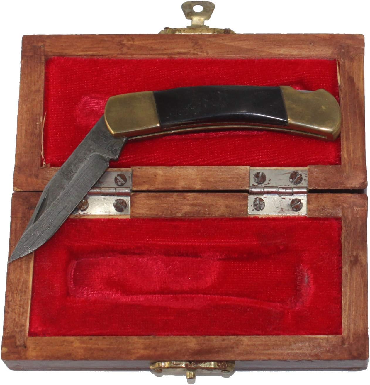 22555 - Golden Tiger Gift Knife BONE HANDLE DAMASCUS BLADE