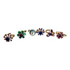 22561 - Assorted Adj. Flower Rings - 6pk - |Clear-223|