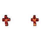 22607 - Stylish Orange Cross Stud Earrings Set Of 2 Pairs For Women |Clear-91|