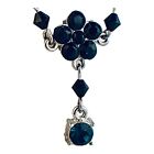 22632 - Elegant Black Flower Teardrop Necklace with Intricate Design and Clear Elements |Clear-91|