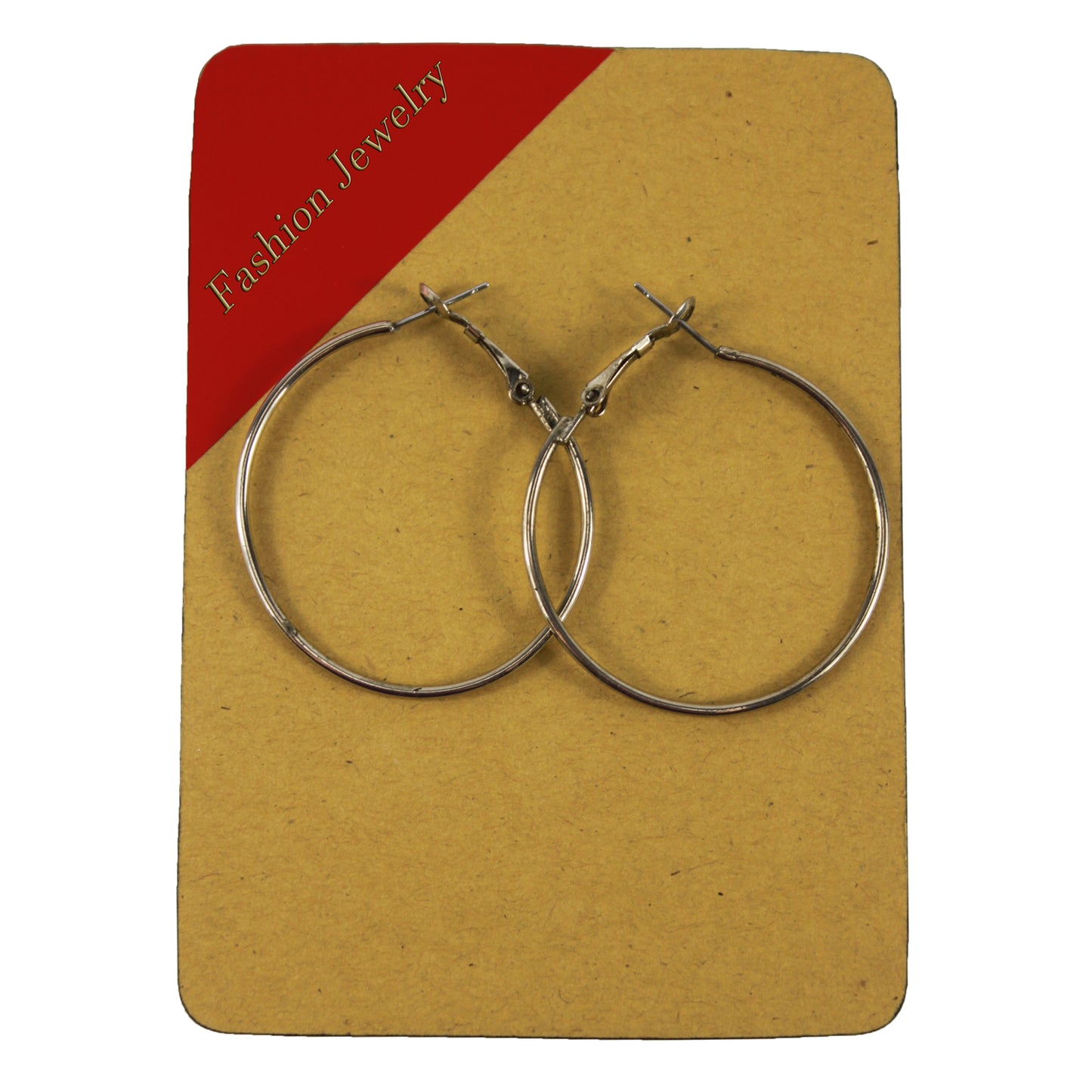 22644 - 1.5" Silver Hoop Earrings - |Clear-227|