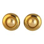 22661 - Elegant Faux Pearl and Gold Clip Earrings with Clear Crystal Accents |Clear-91|