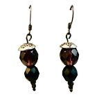 22709 - Dark Purple Bead Earrings with Shimmering Beads and Elegant Design |Clear-107|