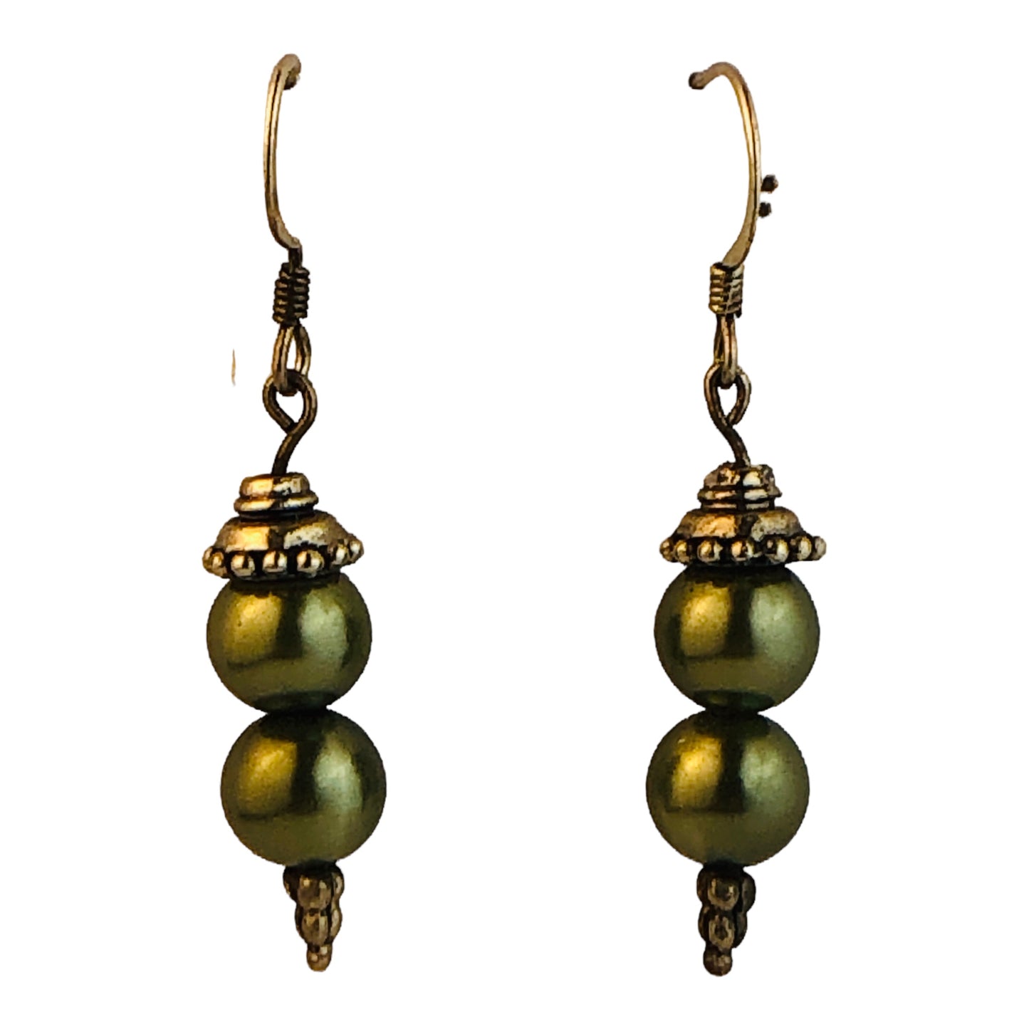 22716 - Metallic Green Bead Earrings - [Clear-65]