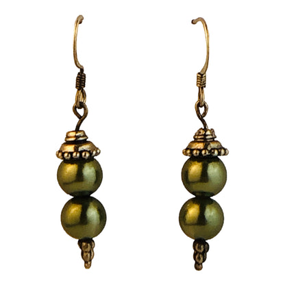 22716 - Metallic Green Bead Earrings - [Clear-65]