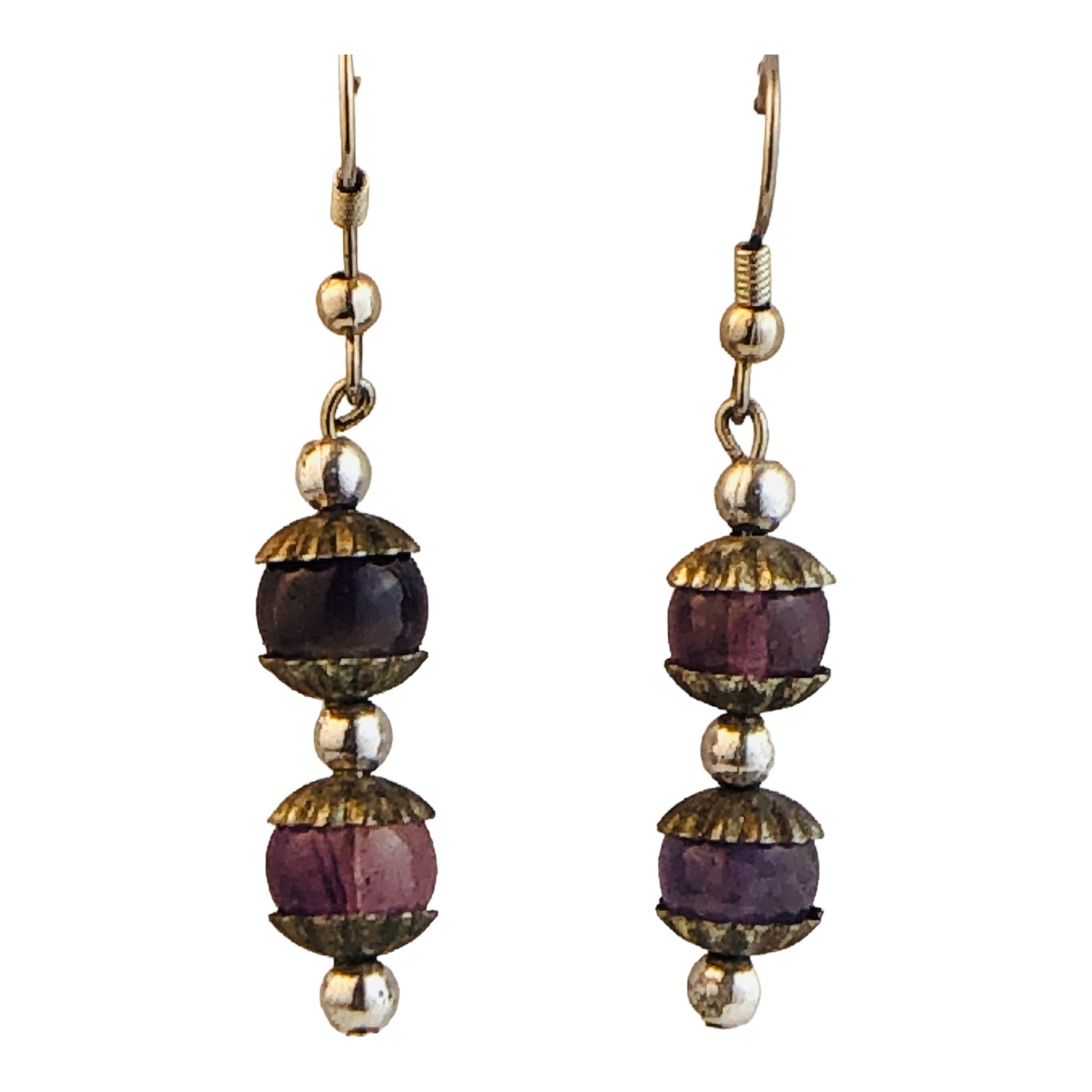 22717 - Light Purple & Silver Earrings - [Clear-65]