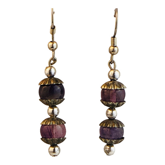 22717 - Light Purple & Silver Earrings - [Clear-65]